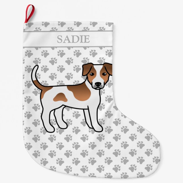 Meia De Natal Grande Cão de Fazenda Dinamarquês-Sueco Marrom e Branco & (Frente)