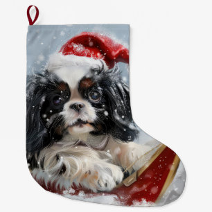 Meia De Natal Grande Cão Japonês Chin Natal Festivo