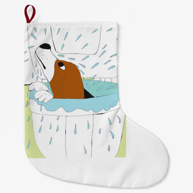 Meia De Natal Grande cão-sanita (Frente)