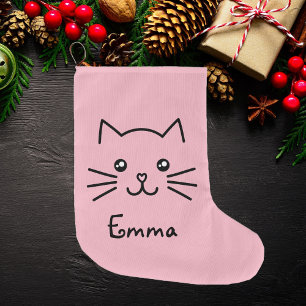 Meia De Natal Grande Cara bonito do gato do gatinho de Kawaii com o