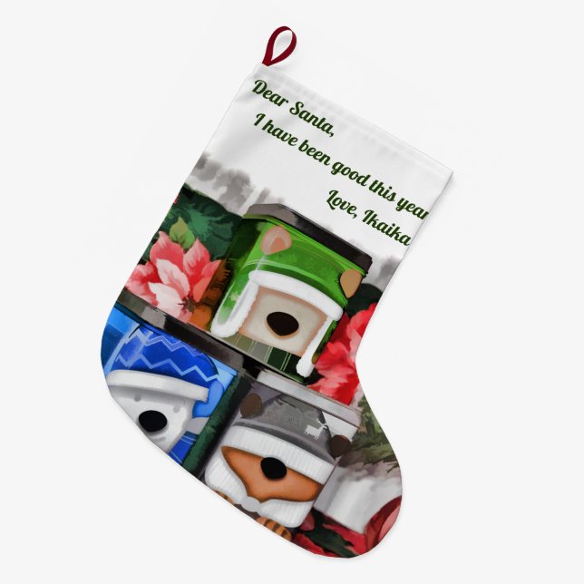 Meia De Natal Grande Caro Papai noel (Frente (Pendurada))