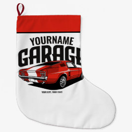 Meia De Natal Grande Carro Muscular Personalizado, 1967, Garagem Vermel