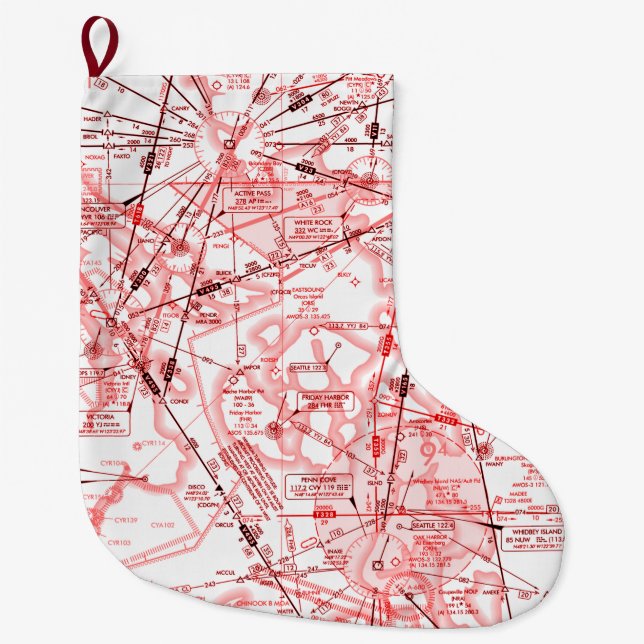 Meia De Natal Grande Carta de Rota de Baixa Altitude (Frente)