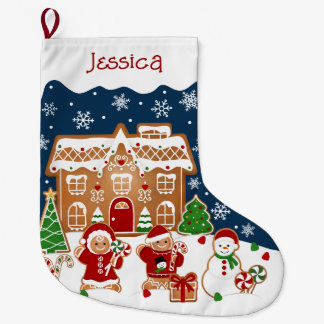 Meia De Natal Grande Casa de Biscoito de Natal 