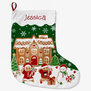 Meia De Natal Grande Casa de Biscoito de Natal