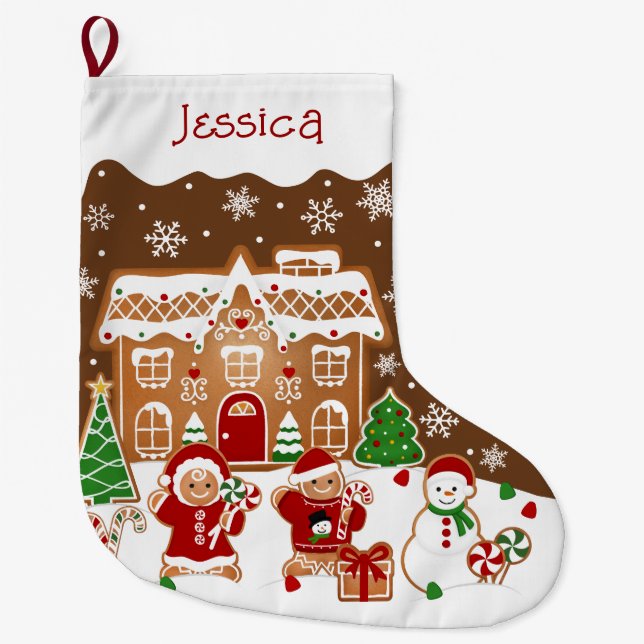 Meia De Natal Grande Casa de Biscoito de Natal  (Frente)