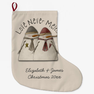 Meia De Natal Grande Casal de neve personalizado