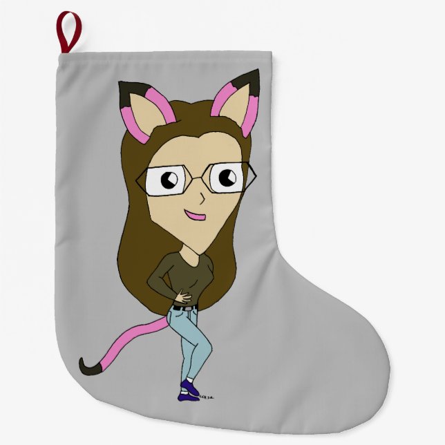 Meia De Natal Grande catgirl chibi (Frente)