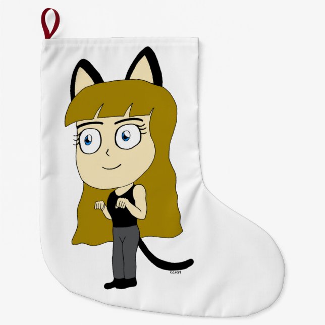 Meia De Natal Grande catgirl chibi (Frente)