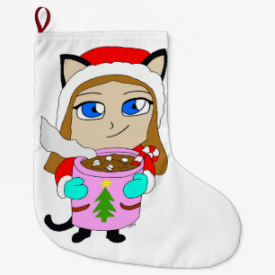 Meia De Natal Grande catgirl chibi
