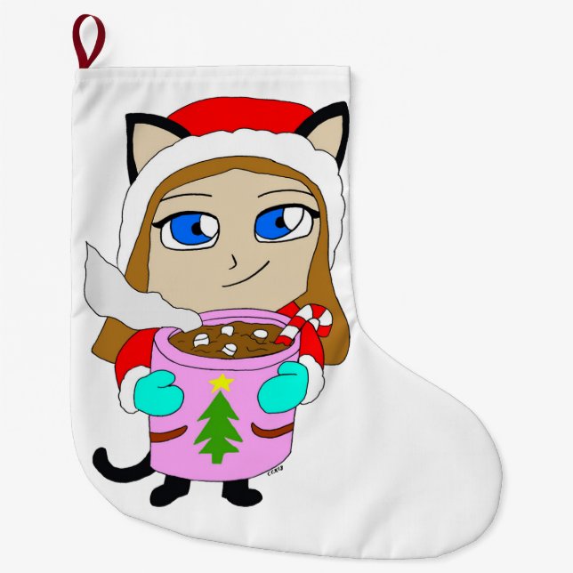 Meia De Natal Grande catgirl chibi (Frente)