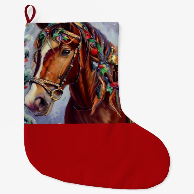 Meia De Natal Grande Cavalo de Natal 2 (Frente)