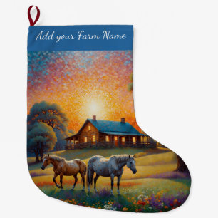 Meia De Natal Grande Cavalos na Fazenda