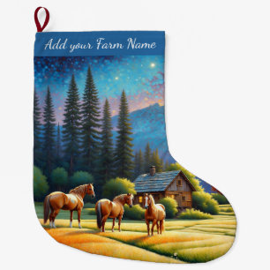Meia De Natal Grande Cavalos na Fazenda