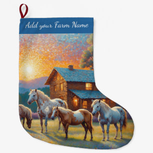 Meia De Natal Grande Cavalos na Fazenda