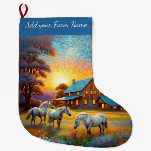 Meia De Natal Grande Cavalos na Fazenda