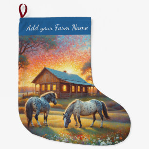 Meia De Natal Grande Cavalos na Fazenda