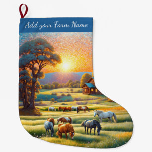 Meia De Natal Grande Cavalos na Fazenda