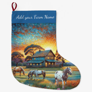 Meia De Natal Grande Cavalos na Fazenda