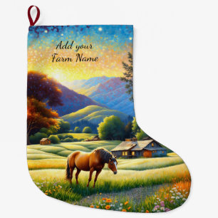 Meia De Natal Grande Cavalos na Fazenda