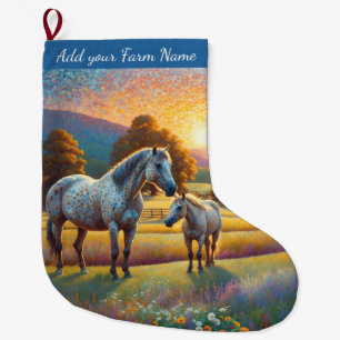 Meia De Natal Grande Cavalos na Fazenda