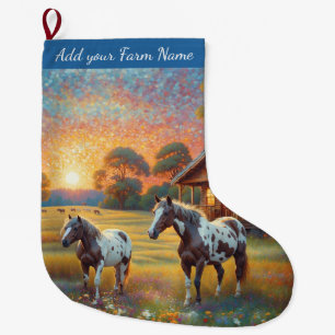 Meia De Natal Grande Cavalos na Fazenda