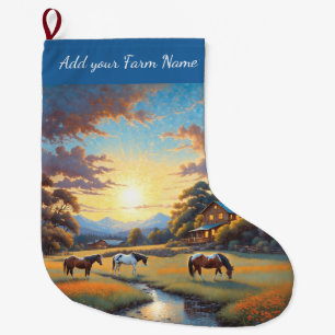 Meia De Natal Grande Cavalos na Fazenda
