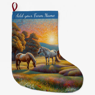 Meia De Natal Grande Cavalos na Fazenda