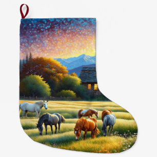 Meia De Natal Grande Cavalos na Fazenda Prado de Flores Silvestres