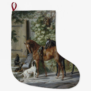 Meia De Natal Grande Cavalos no Porch (por Albrecht Adam)