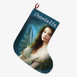 Meia De Natal Grande Céu Noturno de Anjo de Natal Vintage Fofo Capricho