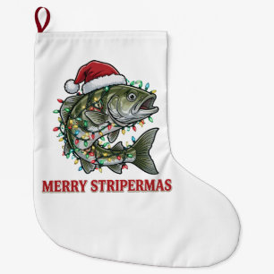 Meia De Natal Grande Chapéu de Papai Noel Striped Bass Pescaria de Roba