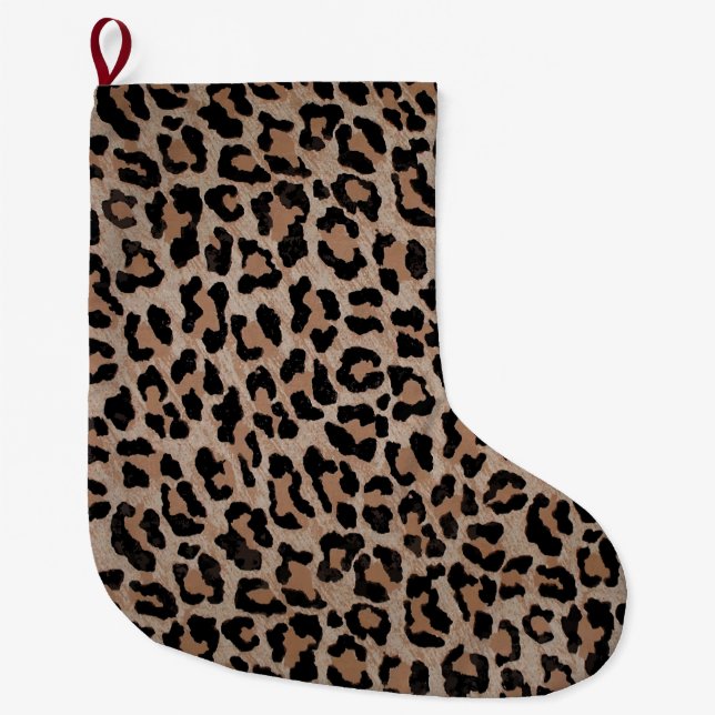 Meia De Natal Grande cheetah leopard print xmas natal natal (Frente)