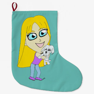 Meia De Natal Grande Chibi com um filhote