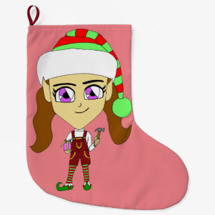 Meia De Natal Grande chibi elf