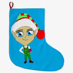 Meia De Natal Grande chibi elf