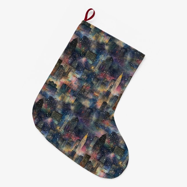 Meia De Natal Grande Chicago no Natal e nas Aquarelas do Ano Novo (Frente (Pendurada))