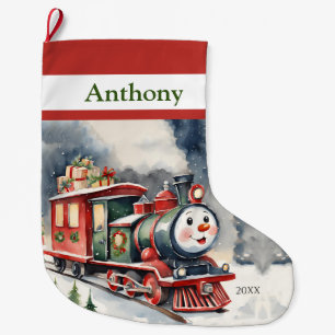 Meia De Natal Grande Choo Choo Xmas Train Boys