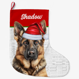 Meia De Natal Grande Christmas German Shepherd with Dog's Name