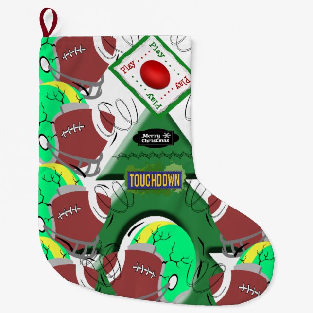 Meia De Natal Grande Christmas Stocking, Football Sports (Frente)