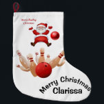 Meia De Natal Grande Christmas Stocking,  Santa Bowling<br><div class="desc">Christmas Stocking

This customized Christmas stocking is appealing for Santa's smaller gifts.


Something for everyone,  Maria lurdis afonso,  
https://www.zazzle.com/succeedinbeautybarb</div>