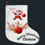 Meia De Natal Grande Christmas Stocking,  Santa Bowling<br><div class="desc">Christmas Stocking

This customized Christmas stocking is appealing for Santa's smaller gifts.


Something for everyone,  Maria lurdis afonso,  
https://www.zazzle.com/succeedinbeautybarb</div>
