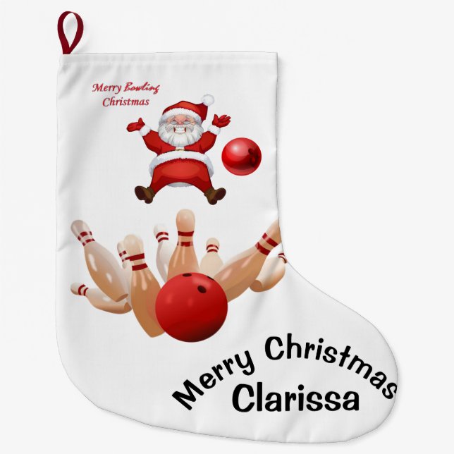 Meia De Natal Grande Christmas Stocking,  Santa Bowling (Frente)