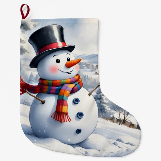 Meia De Natal Grande Christmas Stocking, Snowman (Frente)