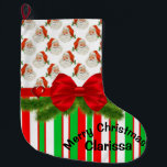 Meia De Natal Grande Christmas Stocking,  Stripe Vintage Santa Claus<br><div class="desc">Christmas Stocking

This customized Christmas stocking is appealing for Santa's smaller gifts.


Something for everyone,  Maria lurdis afonso,  
https://www.zazzle.com/succeedinbeautybarb</div>