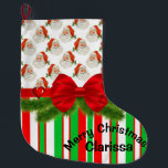 Meia De Natal Grande Christmas Stocking,  Stripe Vintage Santa Claus<br><div class="desc">Christmas Stocking

This customized Christmas stocking is appealing for Santa's smaller gifts.


Something for everyone,  Maria lurdis afonso,  
https://www.zazzle.com/succeedinbeautybarb</div>