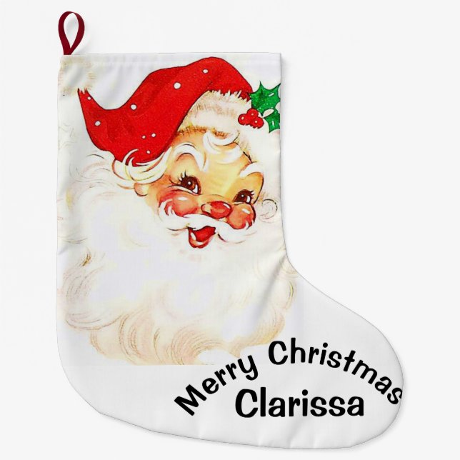 Meia De Natal Grande Christmas Stocking,   Vintage Santa  (Frente)