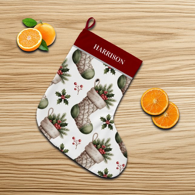 Meia De Natal Grande Christmas Stockings Winter Berries (Criador carregado)