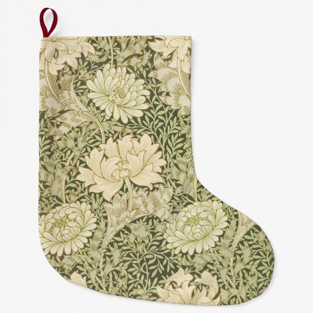 Meia De Natal Grande Chrysanthemum Flower Pattern (por William Morris) (Frente)
