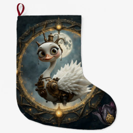 Meia De Natal Grande Cisne Mecânico ao Luar – Guardião de Sonhos Curios